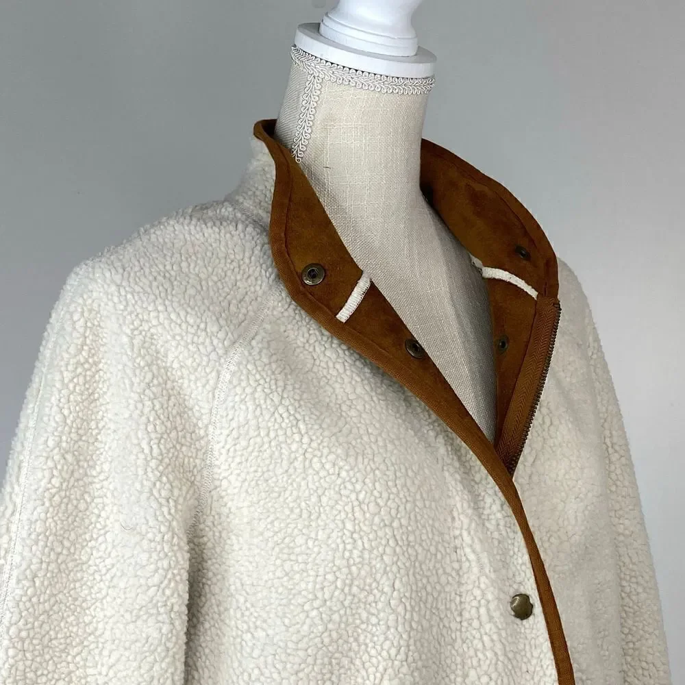 Old Navy Bloggers Favorite Mock Neck Cream Sherpa Coat , XS